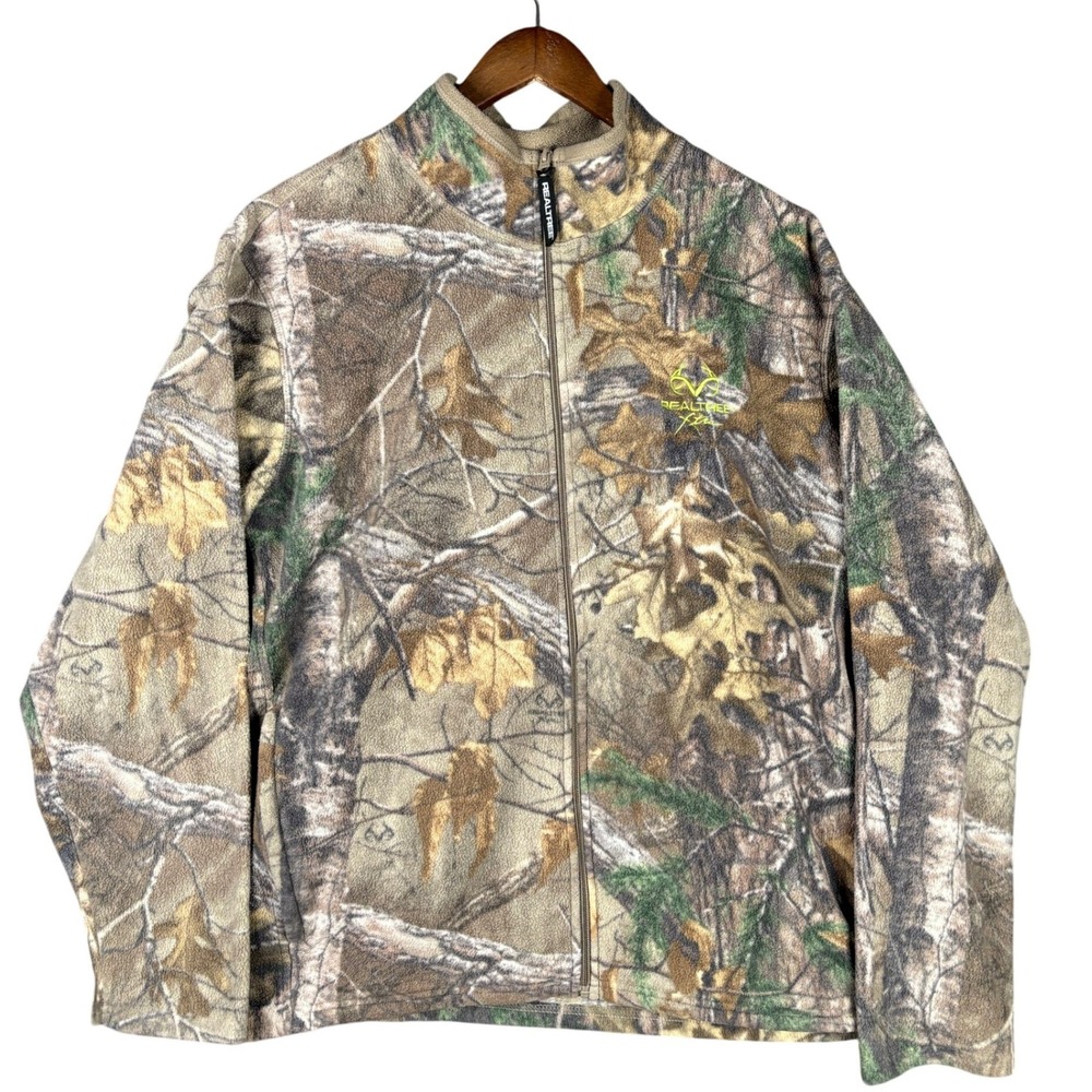 Realtree Xtra Camo Fleece Jacket Men XL Full Zip Camouflage Brown Green Gorpcore